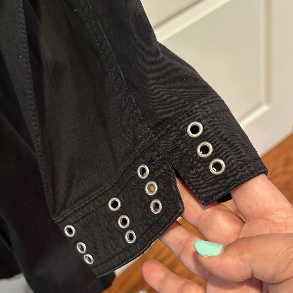 Live a Little Sz 3X Black Grommets Utility Jacket • NEW! - Picture 4 of 10